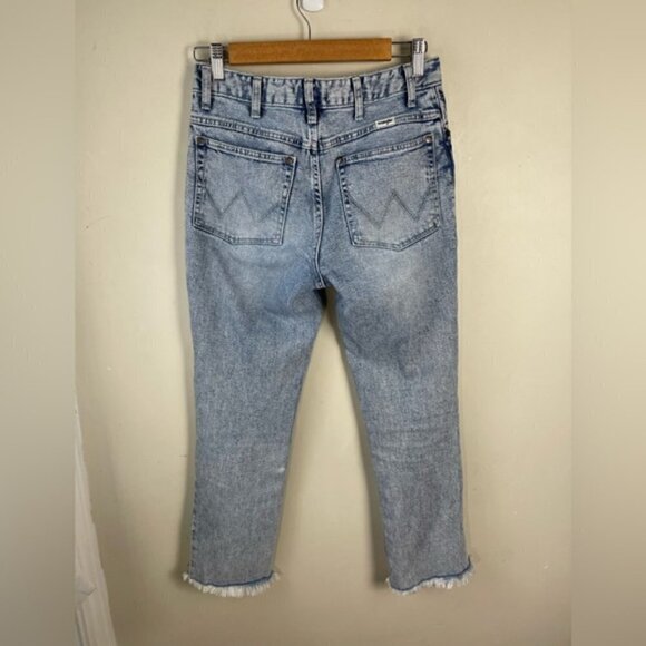 Wrangler retro light acid wash high rise ankle raw hem jeans size 26 - Picture 2 of 13